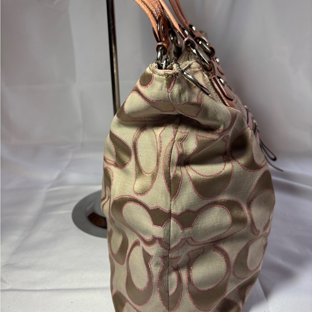 Coach Poppy Cream and Pink Signature Tote Bag with Monogram 16289 - Picture 5 of 16